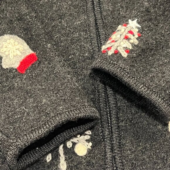 Coldwater Creek Snowman Zip Sweater Jacket, Wool, Charcoal, S - Picture 4 of 9